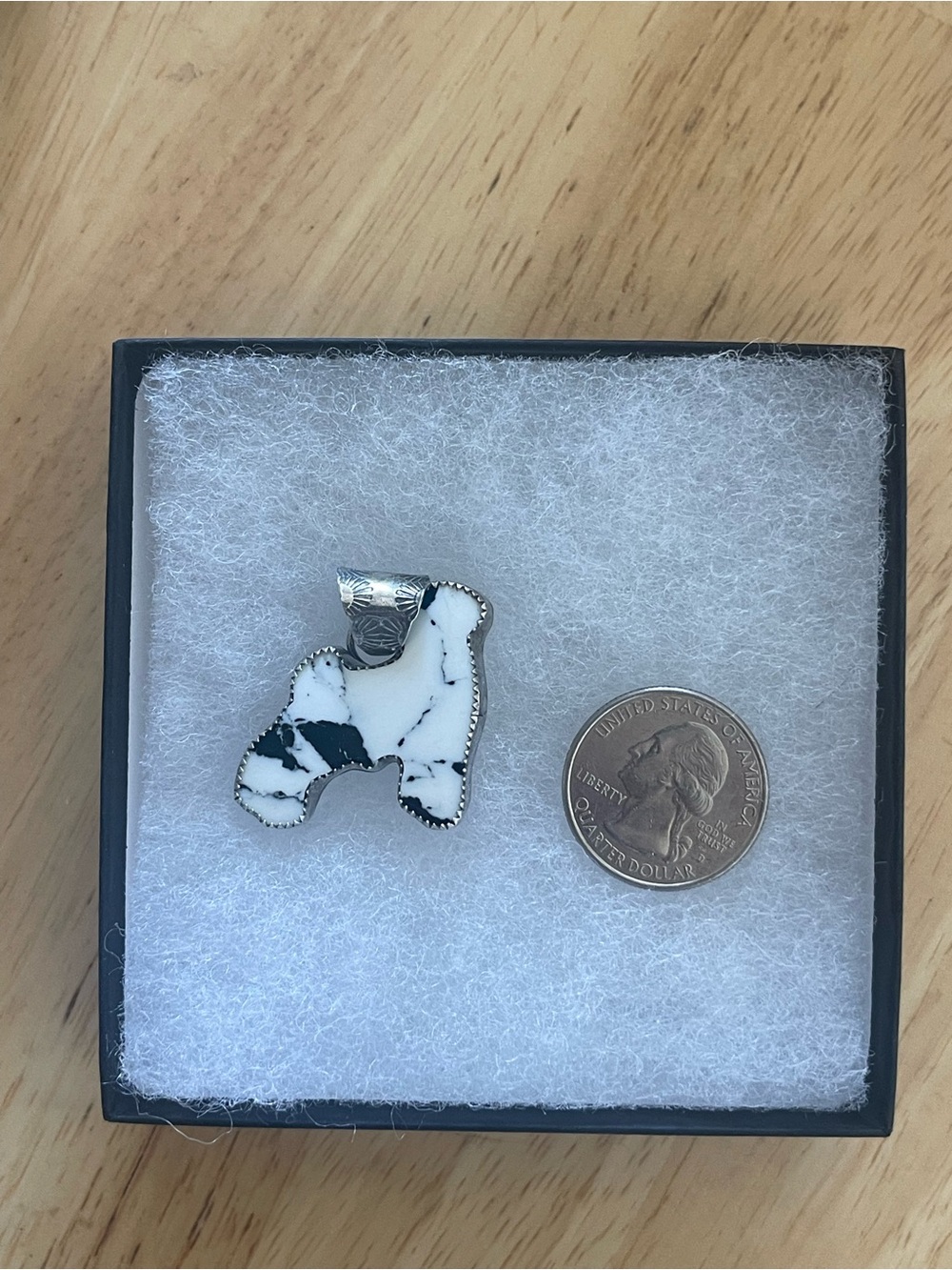 White buffalo turquoise pendant - sterling silver